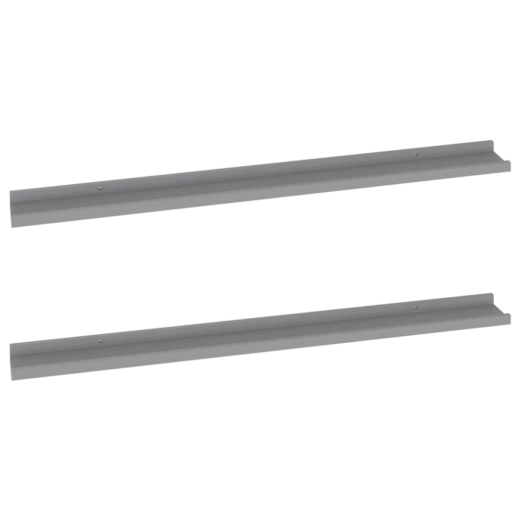 vidaXL Gray Wall Mounted Shelves - MDF Material - Ideal for Displaying Books and Home Decor - Easy to Clean (2 Pcs, 39.4&quot;x3.5&quot;x1.2&quot;)