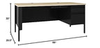 Lorell Fortress Series 66" Right Pedestal Desk - 66" x 29.5" x 30" Maple Surface