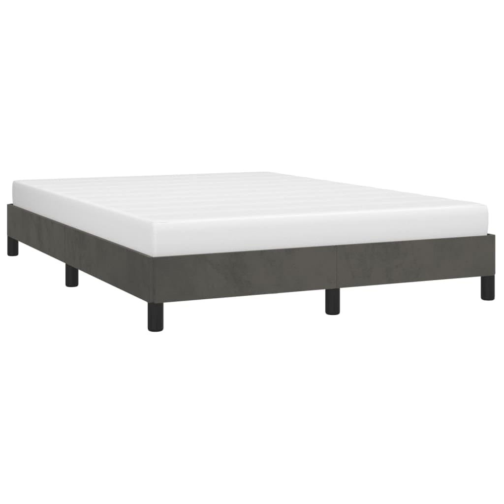 vidaXL Queen Size Bed Frame with Plywood Slats, Platform Bed Frame, Velvet Upholstered Mattress Foundation, No Box Spring Needed & Easy Assembly, Dark Gray, Without Mattress