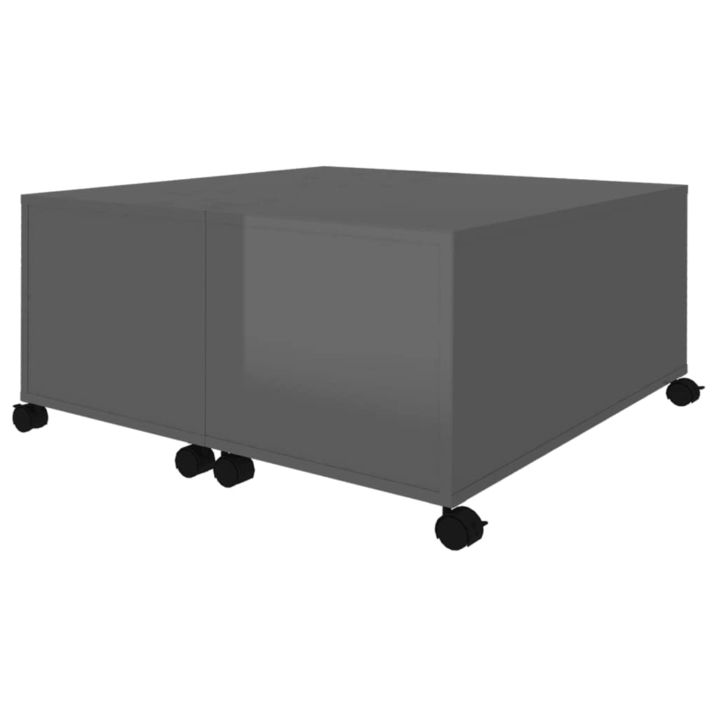 vidaXL Coffee Table High Gloss Gray 29.5"x29.5"x15" Engineered Wood