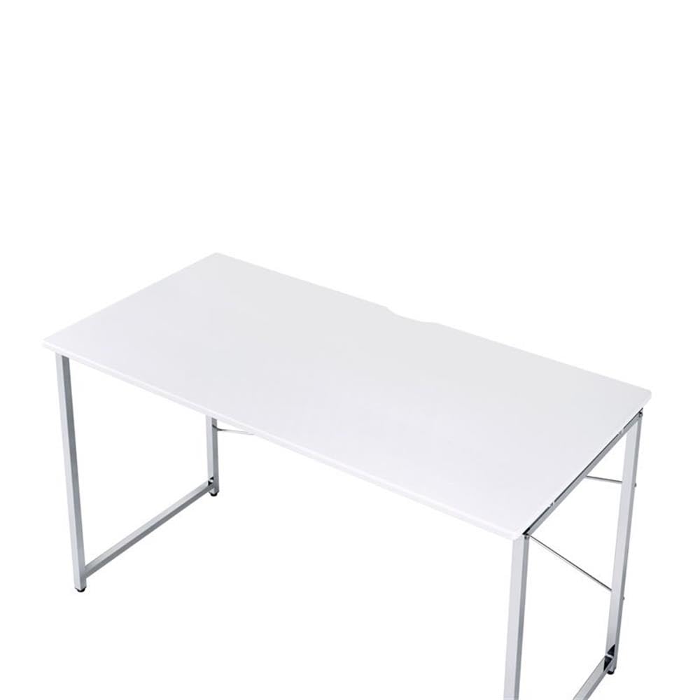 Acme Tennos Vanity Desk with Metal Frame in White and Chrome Finish