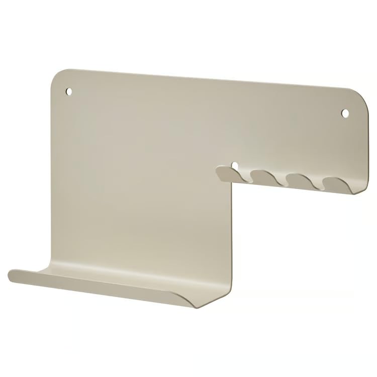 Havrekross Wall Organiser With Hooks, Light GreyBeige, 23X13 Cm, Magnetic Surface, Raised Edge Shelf, Steel Material, Hallway &