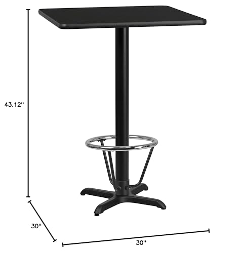 Flash Furniture Stiles 30'' Square Black Laminate Table Top With 22'' X 22'' Bar Height Table Base And Foot Ring