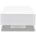 Vidaxl Modern Coffee Table In High Gloss White - Rectangular Table For Living Room, Easy To Clean Mdf, 33.5'' X 21.7'' X 12.2''