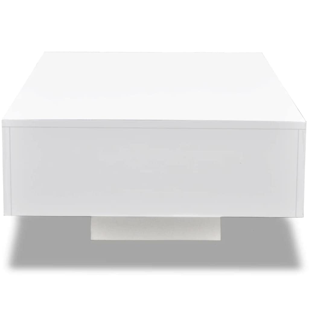 Vidaxl Modern Coffee Table In High Gloss White - Rectangular Table For Living Room, Easy To Clean Mdf, 33.5'' X 21.7'' X 12.2''