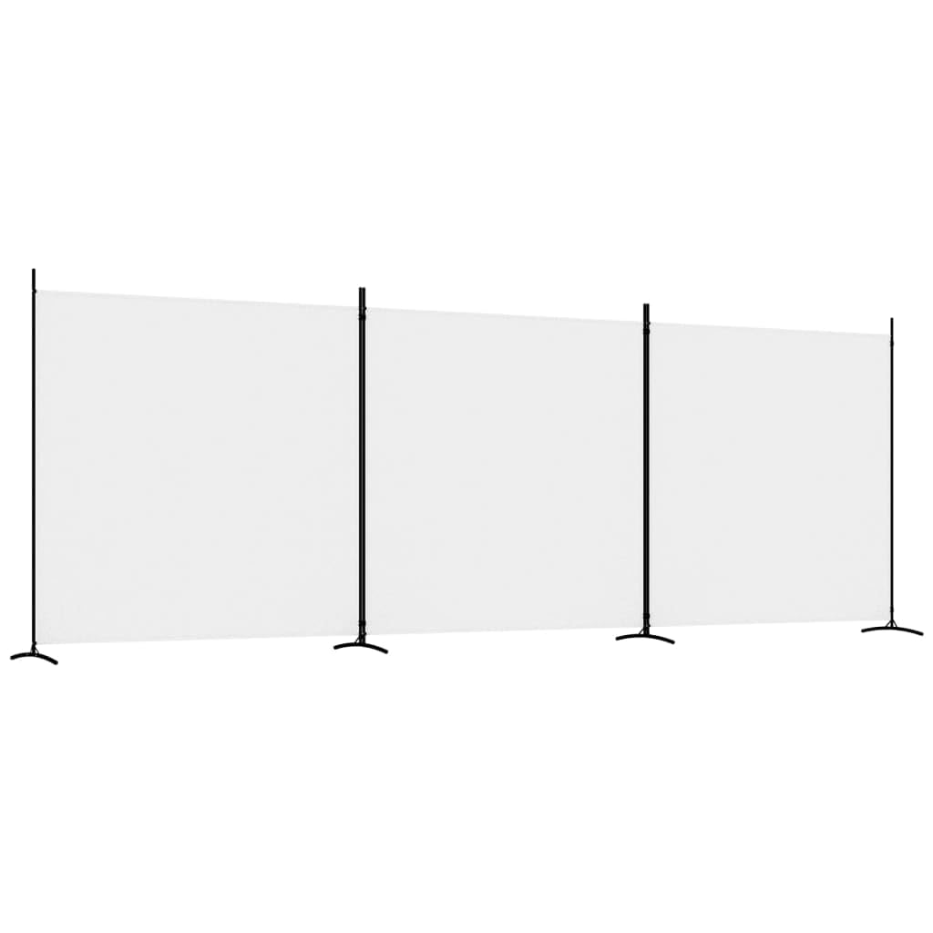 vidaXL 3-Panel White Room Divider, Fabric Privacy Screen, Space Separator, Portable and Foldable, Ideal for Indoor and Outdoor Use, Living Room, Bedroom, Office