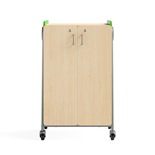 Safco Products 3934GRN Whiffle Typical 14, Double Column 12-Tote 4-Shelf Doored Rolling Storage Cart with Magnetic Dry-Erase Back, H, Variated Totes & Shelves, 48&quot; Height- Green Color