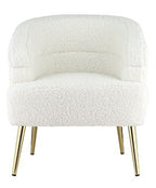 Acme Trezona Fabric Upholstered Accent Chair in White Faux Sherpa