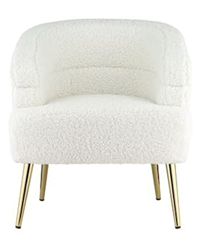 Acme Trezona Fabric Upholstered Accent Chair in White Faux Sherpa