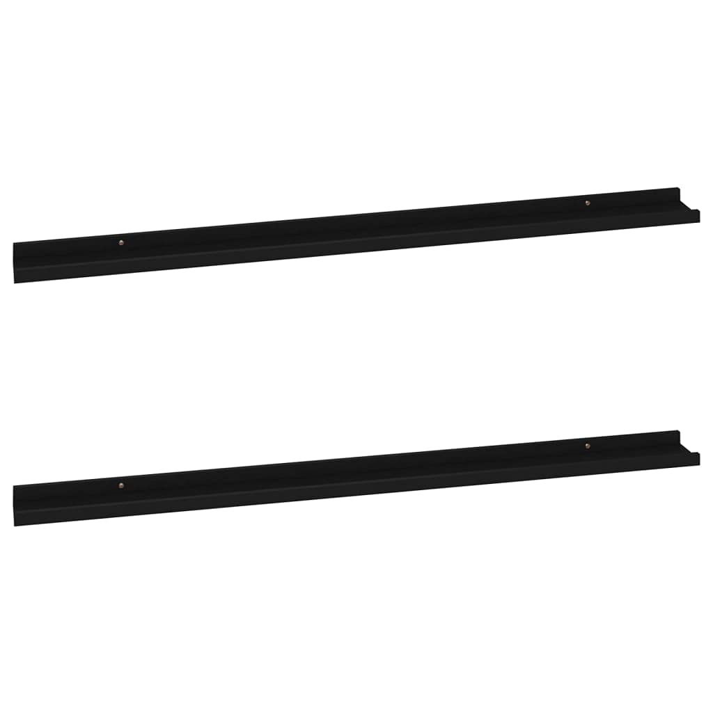 vidaXL Modern Wall Shelves, 2 pcs Set, Black MDF Material, 45.3&quot;x3.5&quot;x1.2&quot; Dimension, Sturdy and Durable Display Shelves for Home Décor and Storage