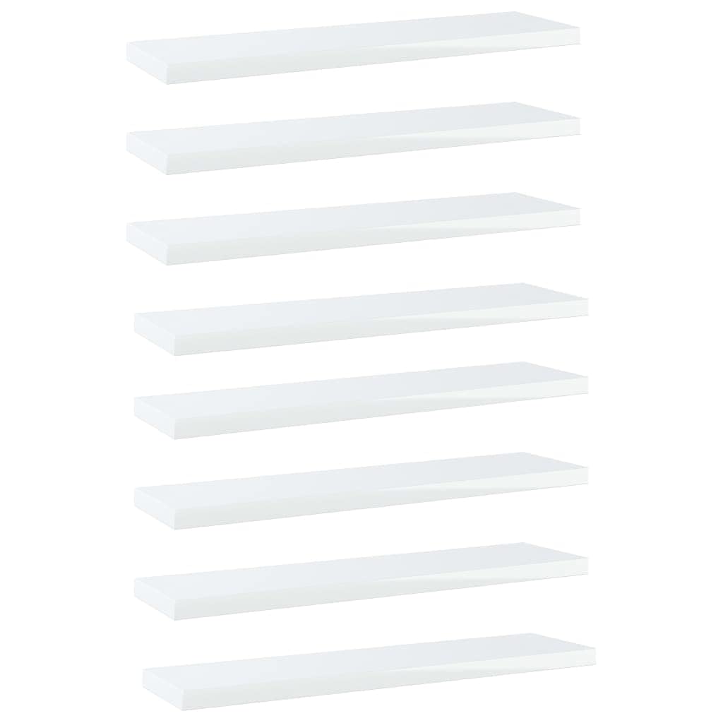 Bookshelf Boards 8 pcs High Gloss White 15.7&quot;x3.9&quot;x0.6&quot; Chipboard