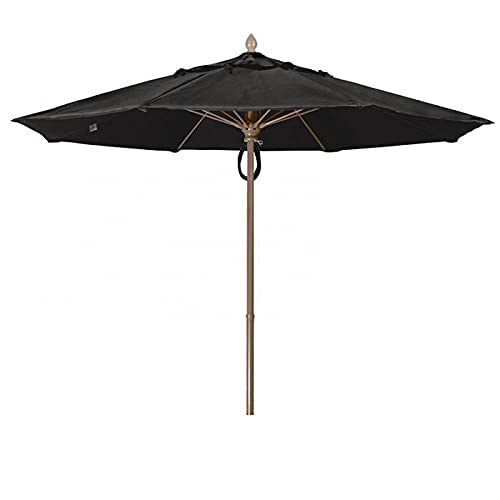 Fiberbuilt Home 7Mppcb-8601 7.5 Ft. Champagne Bronze Aluminum Pole Acrylic Market Push Up Umbrella, Black Canopy