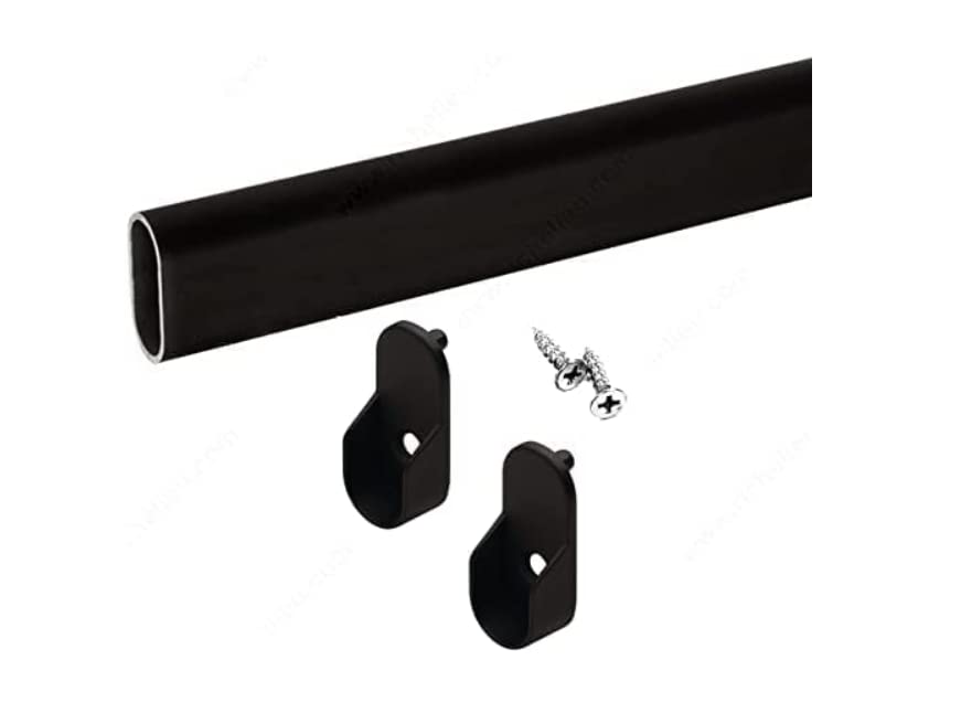 Oval Closet Rod with End Supports (Matte Black 24 inch)