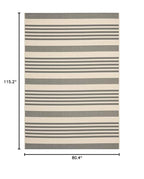 Safavieh Courtyard Collection Area Rug - 6'7'' X 9'6'', Grey & Bone, Stripe Design, Non-Shedding & Easy Care, Indoor/Outdoor & W