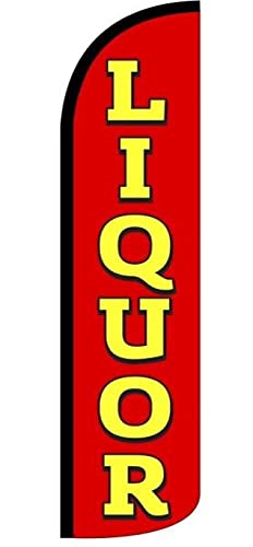 4 Less Co Liquor Windless Swooper Flag Feather Banner Sign 3X11.5 Ft Tall (Flag Only) Rz