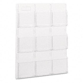 Reveal Clear Literature Displays, Nine Compartments, 30W X 2D X 36-3/4H, Clear