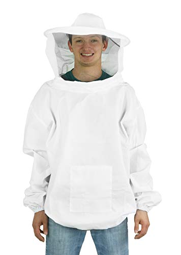 Vivo Professional White Large Beekeeping Suit, Jacket, Pull Over, Smock With Veil, Bee-V105