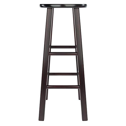 Ergode Wood Element Bar Stool Set | Polished Espresso Finish | Solid Wood Construction | 220lbs Weight Capacity | 8 Crossbars for Stability | Versatile Design | Perfect for Kitchen or Den