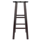 Ergode Wood Element Bar Stool Set | Polished Espresso Finish | Solid Wood Construction | 220lbs Weight Capacity | 8 Crossbars for Stability | Versatile Design | Perfect for Kitchen or Den