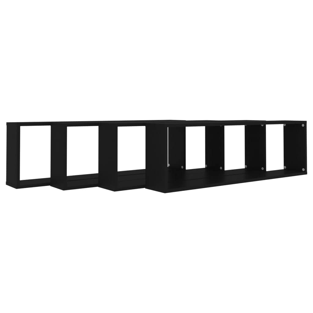 vidaXL Wall Cube Shelves 4 pcs Black 39.4&quot;x5.9&quot;x11.8&quot; Engineered Wood