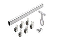 Closet Rod Kit - Oval Rod, 92 inch (2337mm) long with 6 end caps and center support. (Chrome)