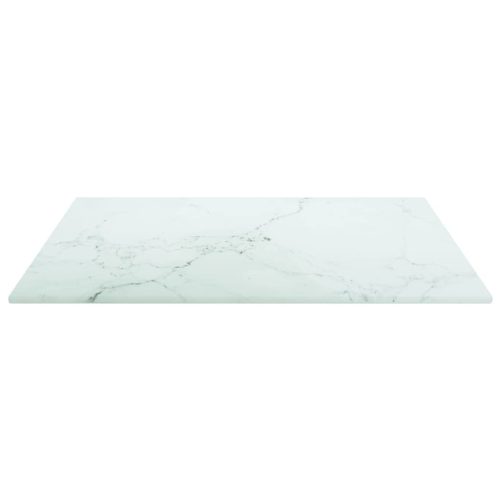 vidaXL Tempered Glass Square Table Top with White Marble Design 15.7"x15.7" 0.2" - Stylish and Durable for Dining Tables, Coffee Tables, Garden Tables.