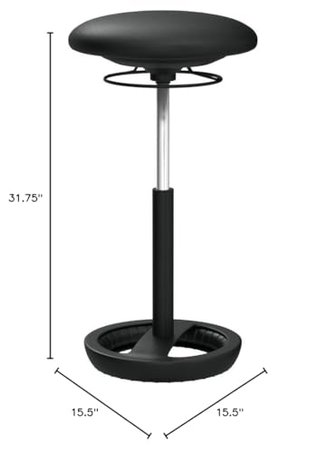 Safco Twixt Active Movement Seating Chair, Ergonomic Support, Extended Height, Black Vinyl