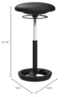 Safco Twixt Active Movement Seating Chair, Ergonomic Support, Extended Height, Black Vinyl