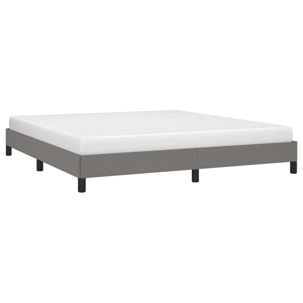 vidaXL California King Size Bed Frame with Plywood Slats, Platform Bed Frame, Fabric Upholstered Mattress Foundation, No Box Spring Needed & Easy Assembly, Dark Gray, Without Mattress