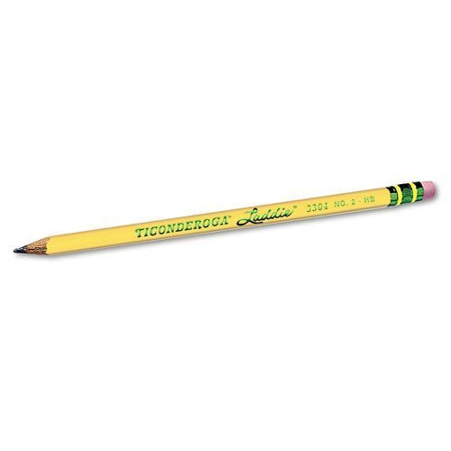 Ticonderoga Laddie Woodcase Pencil W/ Eraser, Hb #2, Yellow, Dozen