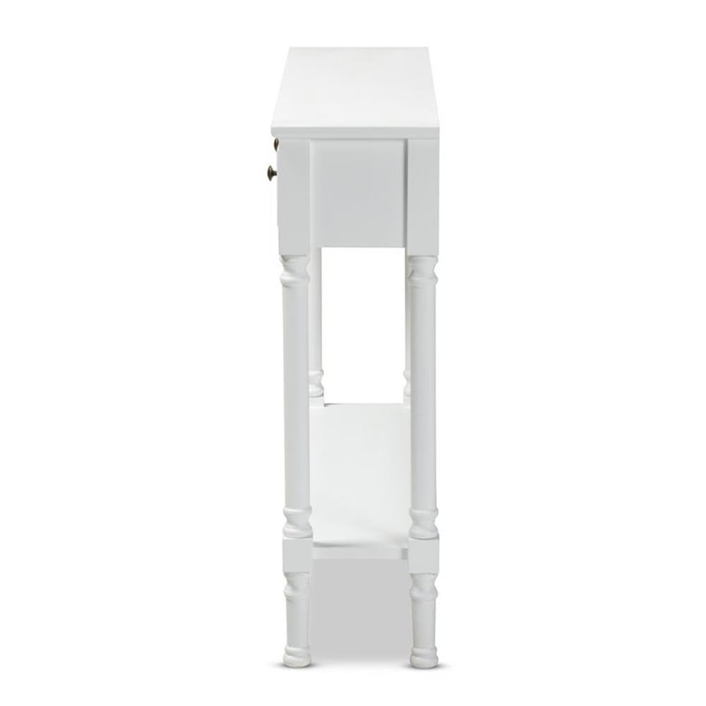 Baxton Studio Calvin Classic and Traditional French Farmhouse White Finished Wood 3-Drawer Entryway Console Table