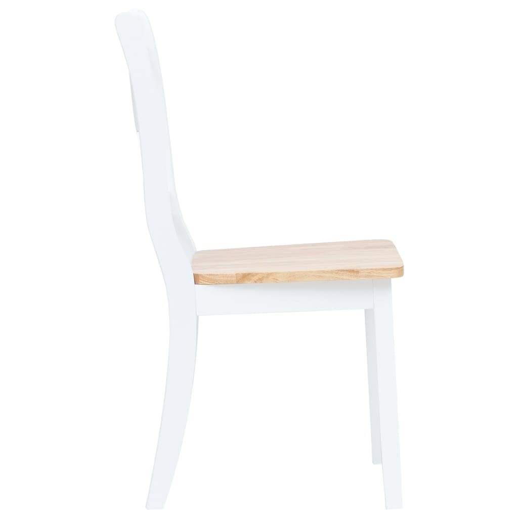 vidaXL 4X Dining Chairs Modern Dining Side Chair for Dining Room Kitchen Restaurant Set Furniture White and Light Wood Solid Wood Rubber