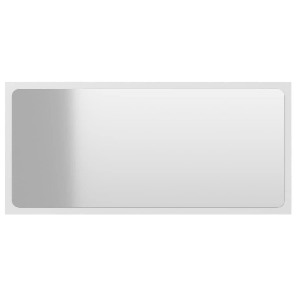vidaXL White Bathroom Mirror, 31.5&quot;x0.6&quot;x14.6&quot;, Engineered Wood and Acrylic, Wall-Mountable, Easy to Clean, Contemporary Design