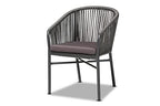 Baxton Studio Marcus Modern and Contemporary Grey Finished Rope and Metal Outdoor Dining Chair