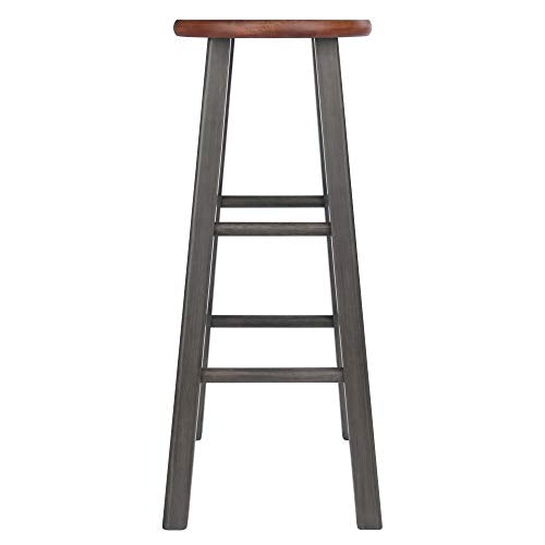Winsome Wood Ivy Bar Stool, Rustic Gray and Teak, 29'
