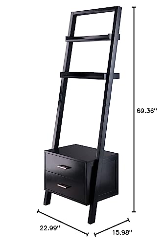 Ergode Contemporary Aaron A-Frame Shelf - 30.1' Width, 12.1' Depth - Solid Wood Frame - 3-Tier Design - 50 lbs Load Capacity - Sleek Black Finish (29522-VV)