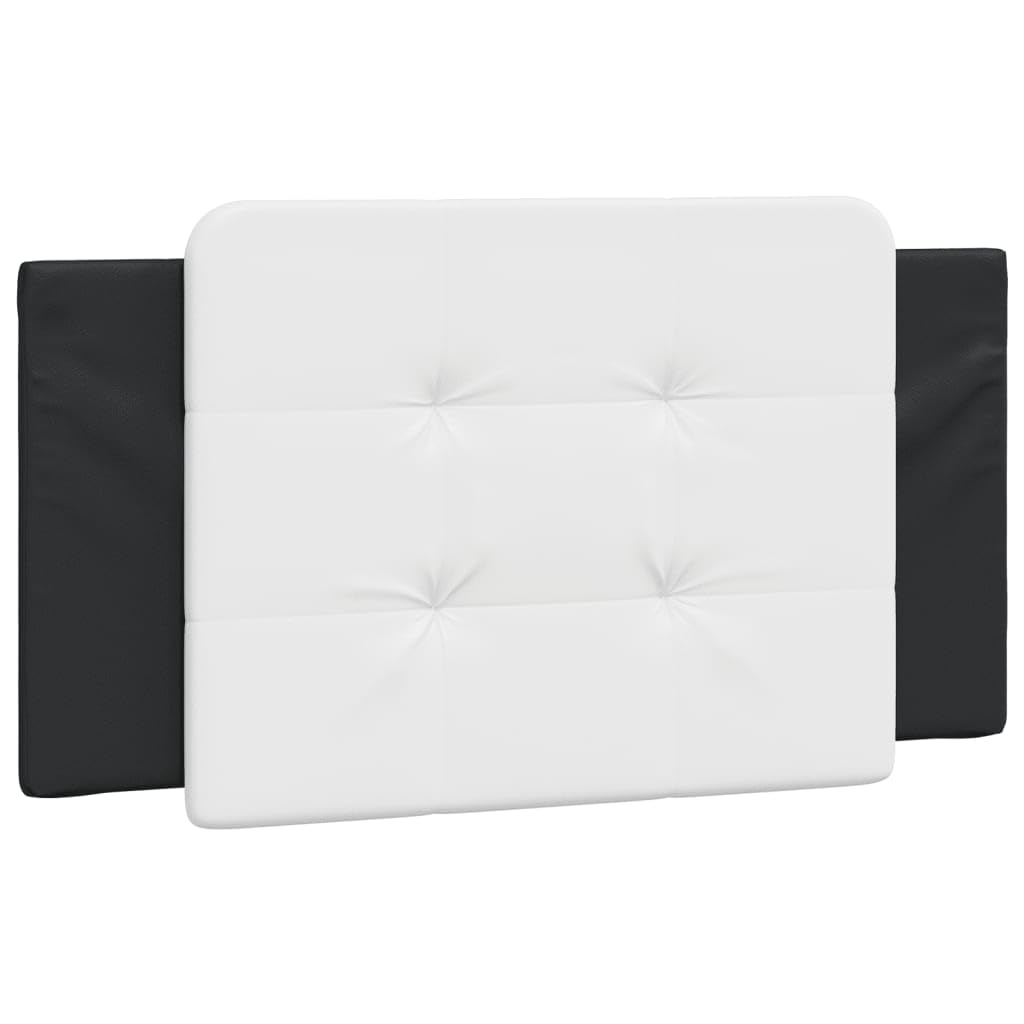 vidaXL Hanging Headboard Cushion - White/Black Faux Leather, Zipper for Easy Install, Foam-Filled for Back Support, Wall-Mount & Curved Frame Compatible, 39.4"x18.9"