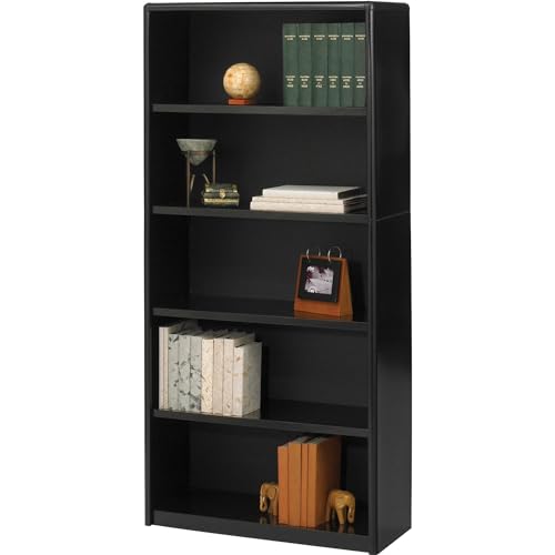 Safco Value Mate Series Bookcase, 5 Shelves, 31-3/4w x 13-1/2d x 67h, Black (SAF7173BL)