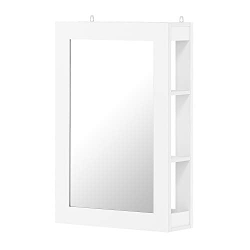 FURINNO Figdor Wall Mounted Mirror with Shelf, white