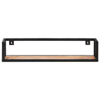 vidaXL Wall Shelves, Pair of 31.5" Solid Acacia Wood with Black Powder-Coated Iron Frame - Durable Industrial Style Wall Mounted Storage and Decor