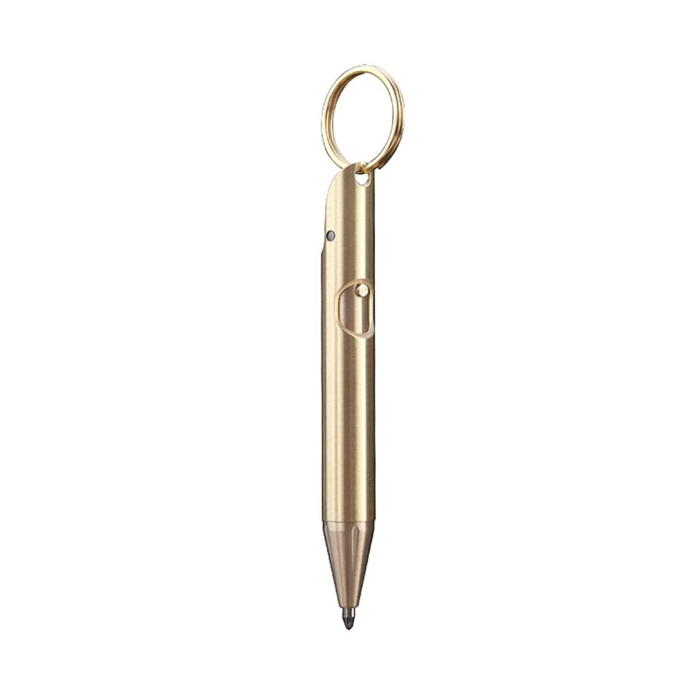 SZHOWORLD Mini Brass Ballpoint pen, Portable Keychain Pocket Pen, Replaceable EDC Black Ink Pens, Compact Travel Business Signat