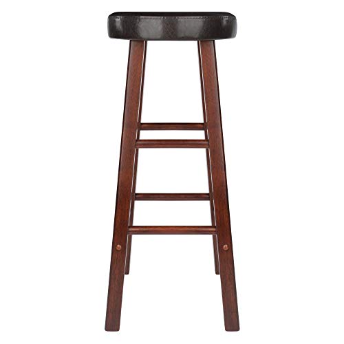 Maria 2-PC Bar Stool Set - Plush Cushion Seat, Solid Wood Frame, Espresso & Walnut Finish - Versatile for Home Bar or Dining - Assembly Required