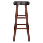 Maria 2-PC Bar Stool Set - Plush Cushion Seat, Solid Wood Frame, Espresso & Walnut Finish - Versatile for Home Bar or Dining - Assembly Required