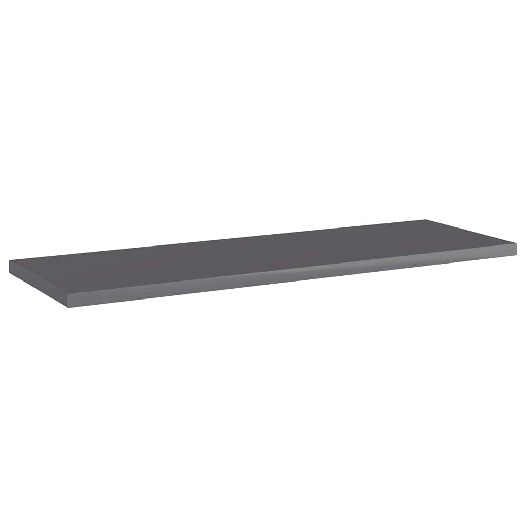 vidaXL High Gloss Gray Bookshelf Boards, 23.6 x 7.9 x 0.6, Set of 4 Engineered Wood, Easy-to-Clean, Versatile Replacement Shelves