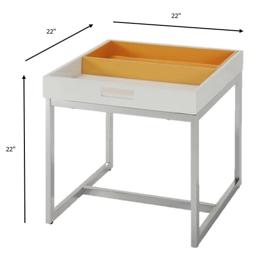 HomeRoots Furniture White & Chrome End Table, Multicolor