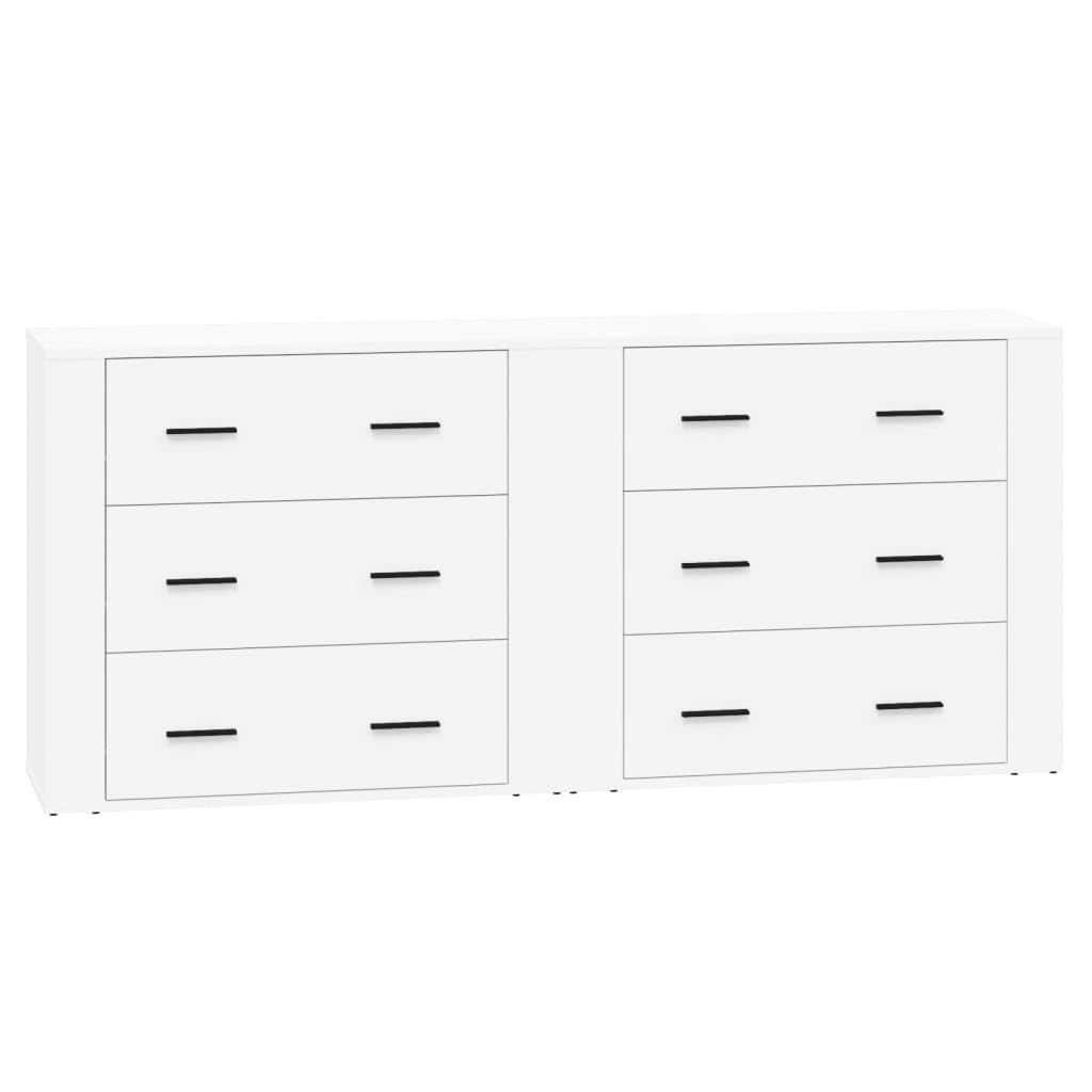 vidaXL 2x Sideboards Living Room Furniture Cupboard Storage Cabinet Highboard Home Organiser Sideboard Cabinet White Engineered Wood, Medium, 3185407