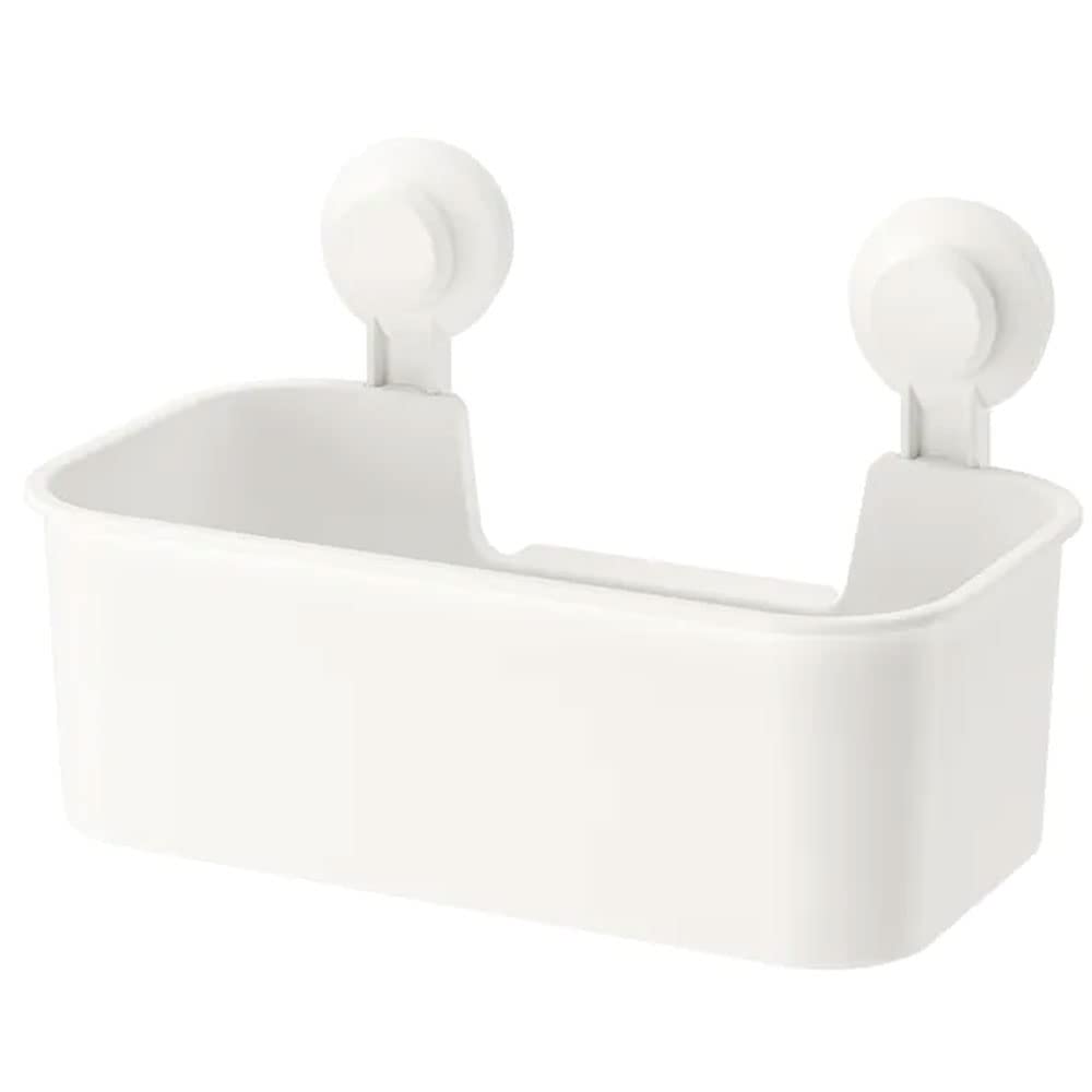 Ikea Tisken Basket With Suction Cup For Storage, White(Polycarbonate Plastic, Synthetic Rubber, Abs Plastic, Pack Of 1.00)