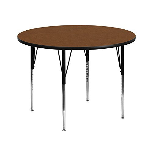 42'' Round Activity Table With 1.25'' Thick High Pressure Oak Laminate Top And Standard Height Adjustable Legs