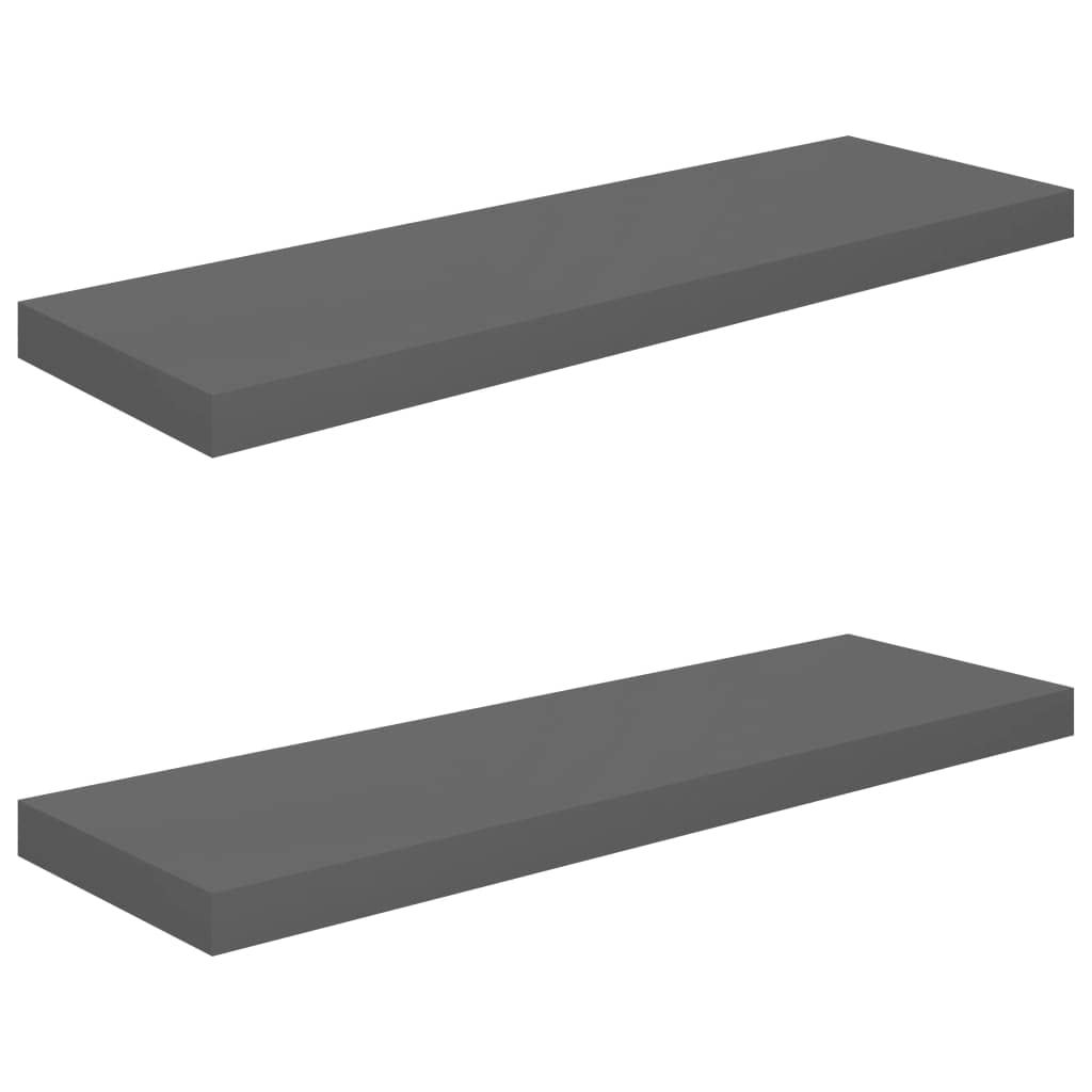 vidaXL Floating Wall Shelves, Set of 2, High Gloss Gray, 31.5&quot;x9.3&quot;x1.5&quot; Invisible Mounting, Simple Modern Decorative Storage, Honeycomb MDF and Metal Frame