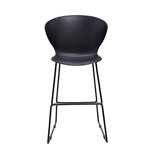 Neos Modern Furniture Midcentury Polypropylene Counter Stool with Metal Legs, 26" Seat Height, Set of 2